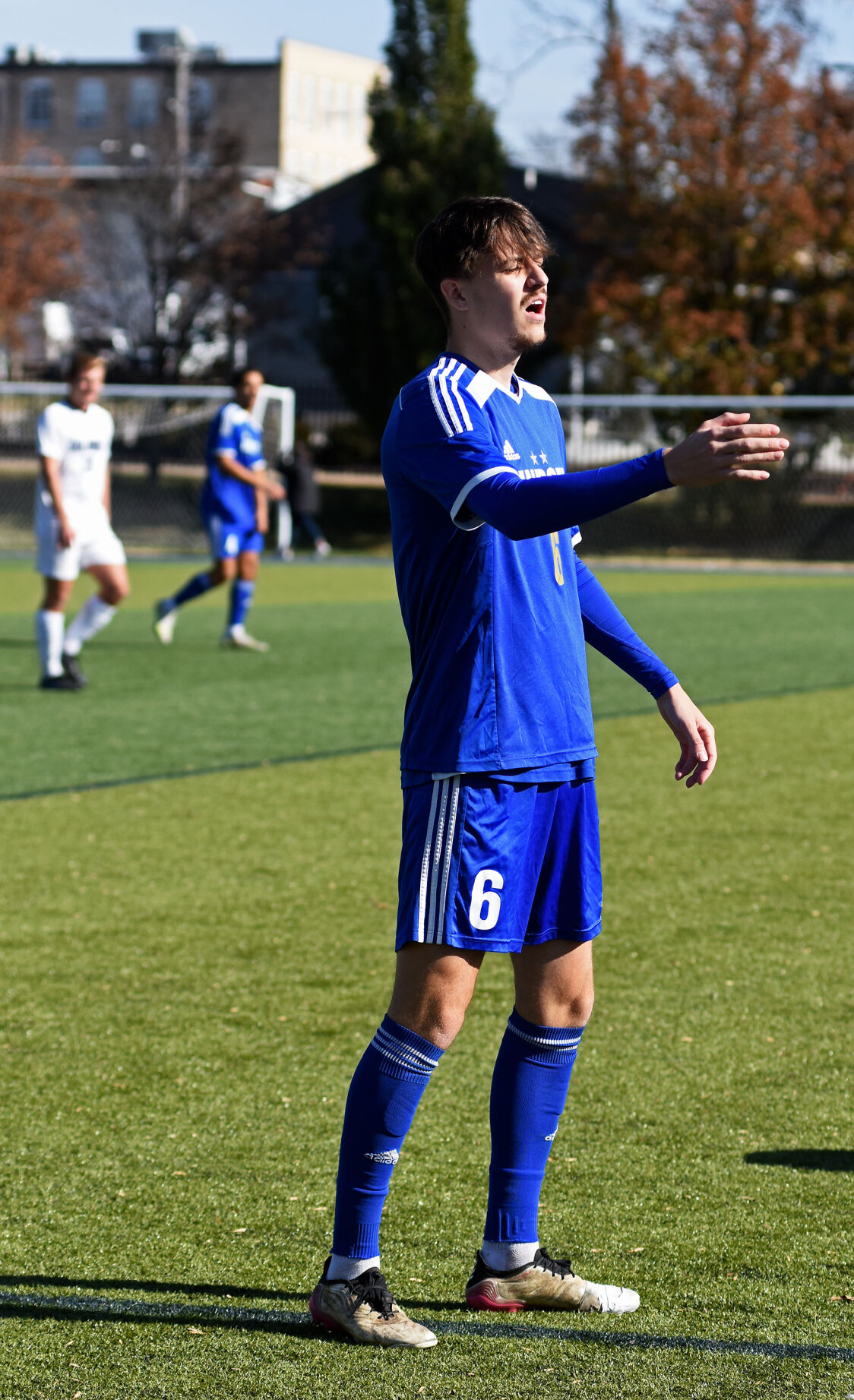 Alexander Koziolek reacts to a call